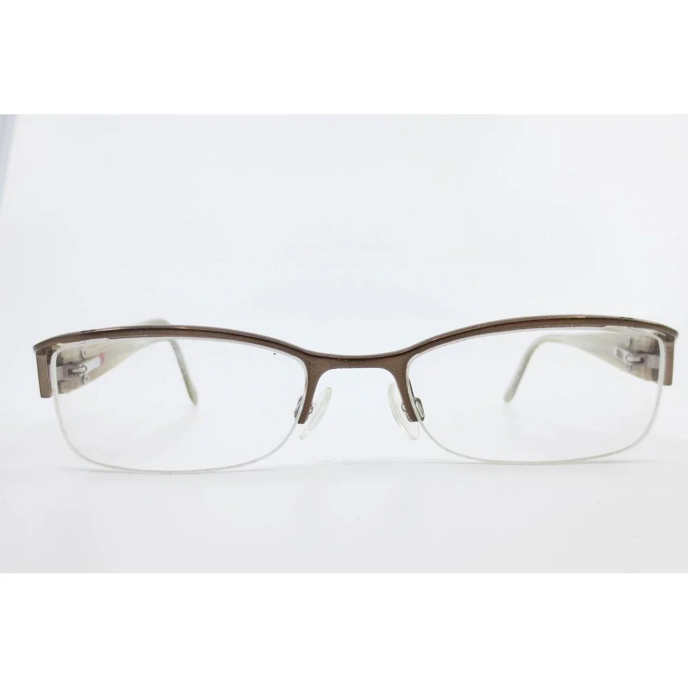 Elle EL13304 BR Brown Semi Rimless Rectangular Eyeglasses Frames 50-18-135mm